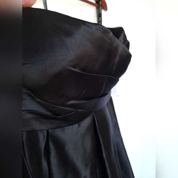 NWT BILL LEVKOFF Satin Strapless Pocketed Empire Waist Evening Dress SZ 6 Black - Picture 11 of 13